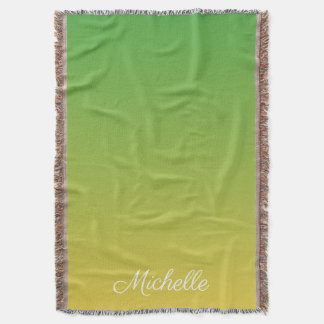 Personalised green and yellow ombre throw blanket