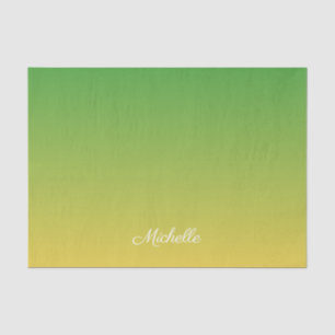 Personalised green and yellow ombre tissue paper