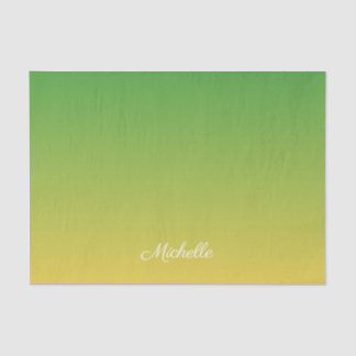 Personalised green and yellow ombre tissue paper