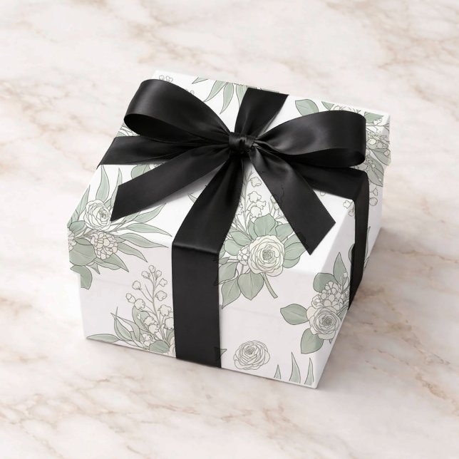 Personalised Green Eucalyptus Wedding  Wrapping Paper Sheet (Creator Uploaded)