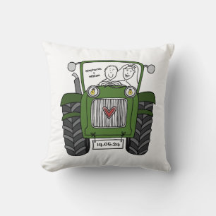 Personalised Green Tractor Country Farm Wedding Throw Pillow