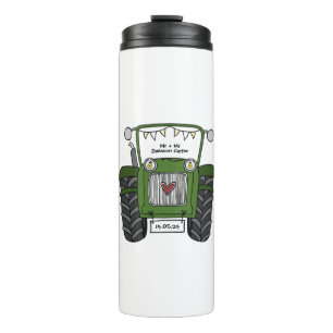 Personalised Green Tractor Country Wedding Gift Thermal Tumbler