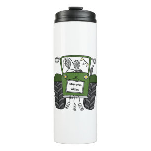 Personalised Green Tractor Country Wedding Gift Thermal Tumbler