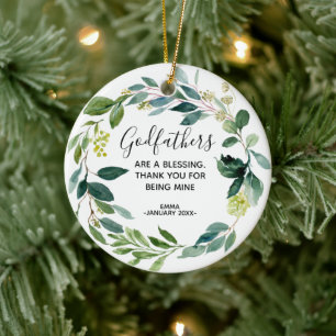 Personalised Greenery Godfather Christmas ornament
