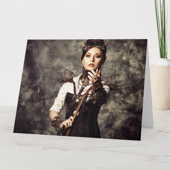 Personalised Greeting Card - Steampunk Art 'Tame' (Front)