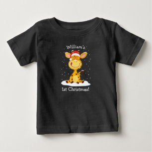 Personalised Gregor The Giraffe First Christmas Baby T-Shirt