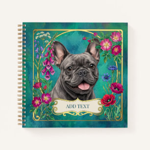 Personalised Grey Blue French Bulldog Notebook