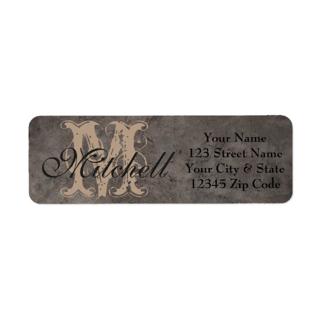 Personalised Grey Leather Return address labels (Front)