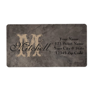 Personalised Grey Leather Shipping address labels