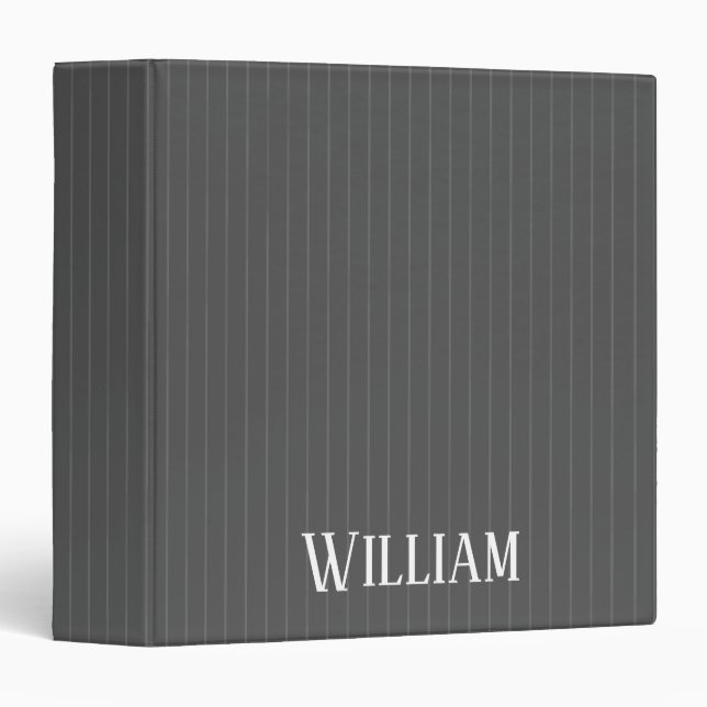 Personalised grey pinstripes binder (Front/Spine)