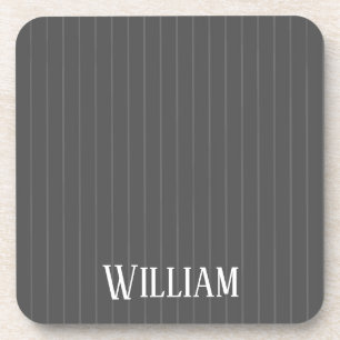 Personalised grey pinstripes coaster