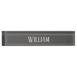 Personalised grey pinstripes nameplate
