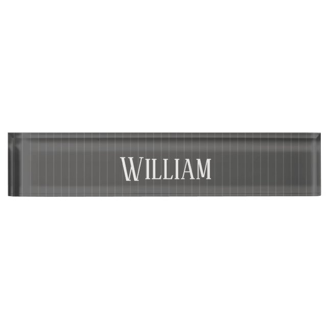 Personalised grey pinstripes nameplate (Front)