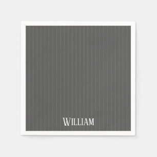 Personalised grey pinstripes napkin