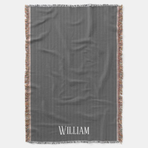 Personalised grey pinstripes throw blanket