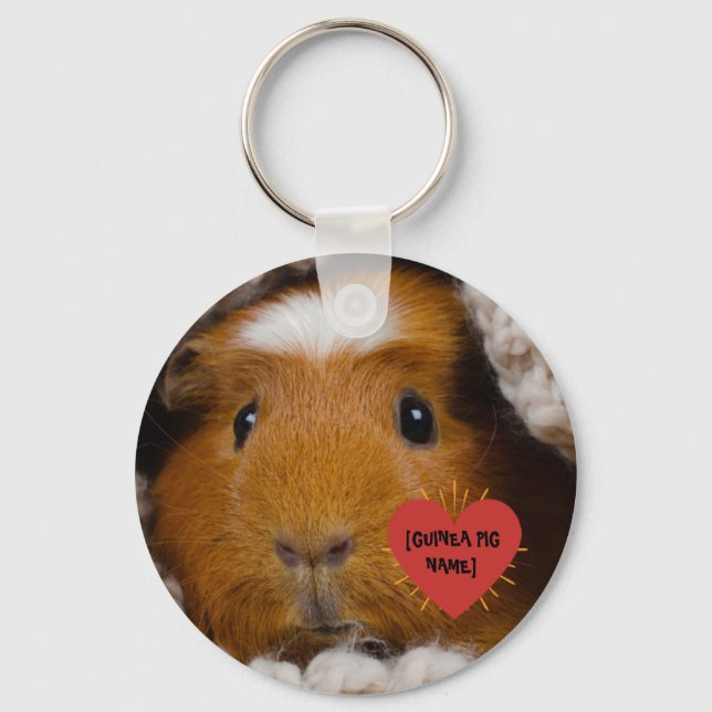 Personalised guinea pig owner photo keychain (Front)