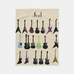 Personalised Guitar Print Pattern Fleece Blanket