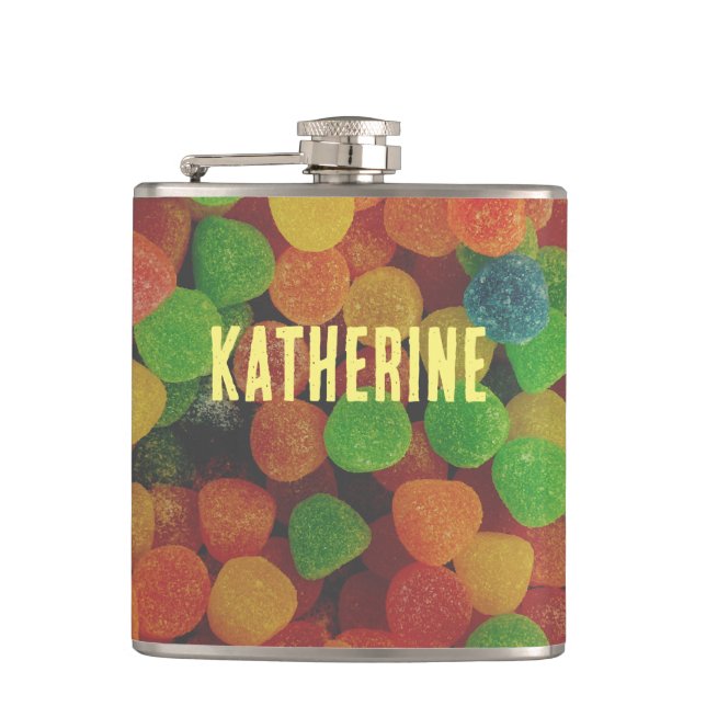 Personalised Gumdrops Candy Quirky Hip Flask (Front)