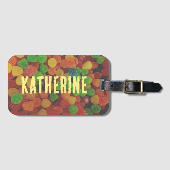 Personalised Gumdrops Candy Quirky Luggage Tag (Front Horizontal)