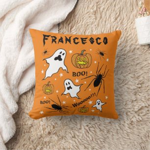 Personalised Halloween Ghosts, Pumpkins and Spider Throw Pillow
