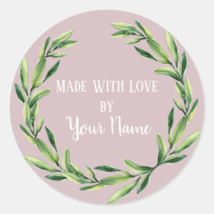 Personalised Handmade Product Flower Wreath Classic Round Sticker