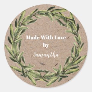 Personalised Handmade Product Flower Wreath Eco Classic Round Sticker