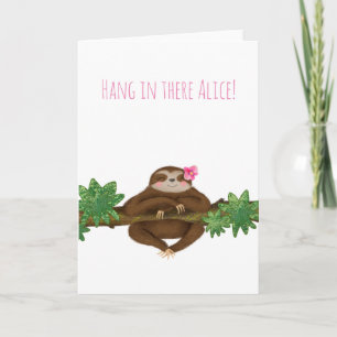 Personalised 'hang in there' cute sloth card