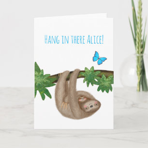 Personalised 'hang in there' mum & baby sloth card