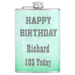 Personalised Happy 103rd Birthday design Hip Flask