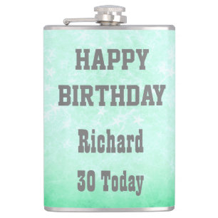 Personalised Happy 30th Birthday design Hip Flask