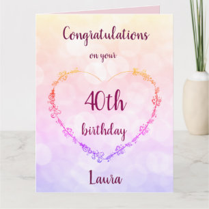 Personalised Happy 40th Birthday Card