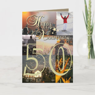 Personalised Happy 50th Anniversary Photo Collage Card