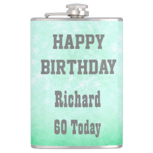 Personalised Happy 60th  Birthday design Hip Flask