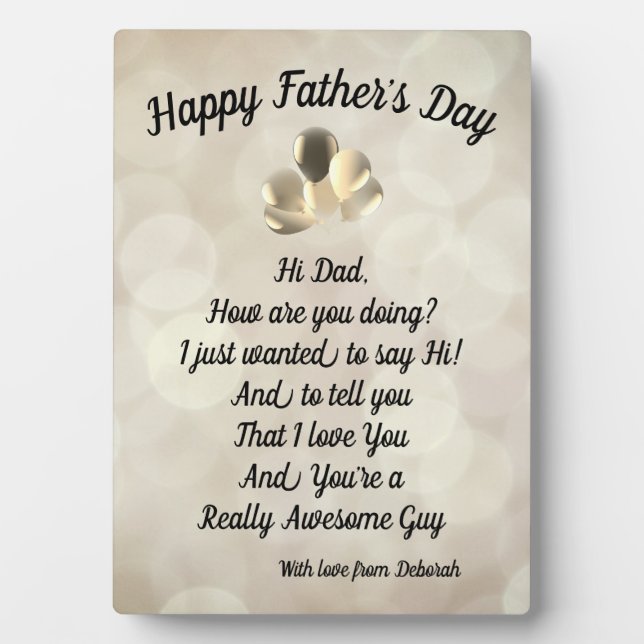 Personalised Happy Father’s Day gift Plaque (Front)