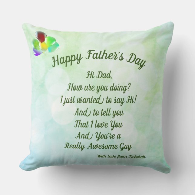 Personalised Happy Father’s Day Throw Pillow (Front)