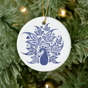 Personalised Happy Holidays Peacock Ceramic Ornament