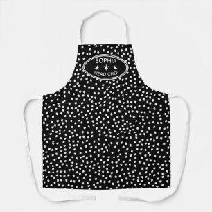 Personalised head Chef Modern Boho black Polka Dot Apron