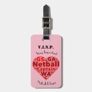 Personalised Heart Design Netball Captain Luggage Tag