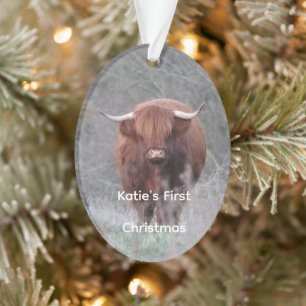 Personalised Highland Cow Christmas Ornament
