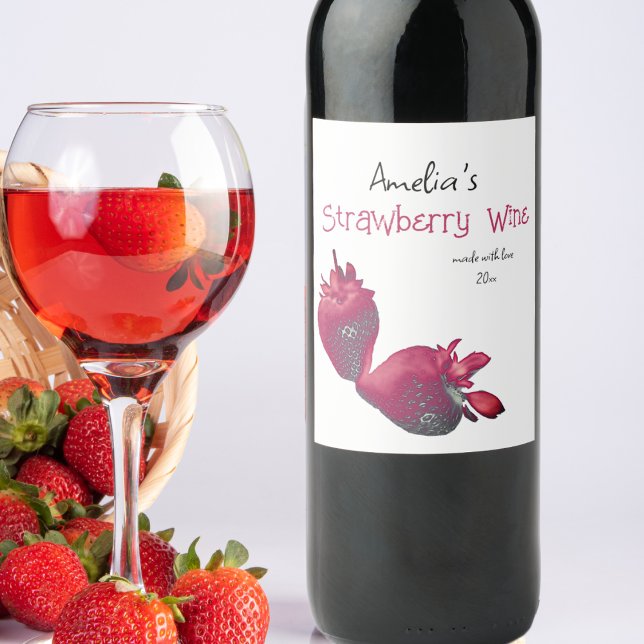 Personalised Homemade Strawberry Wine Label (Creator Uploaded)