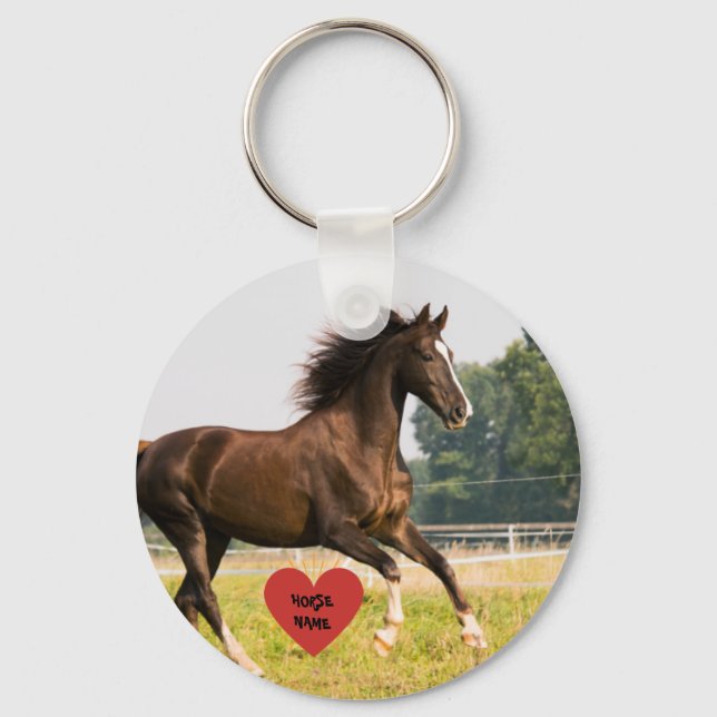 Personalised Horse and pony owner photo Keychain (Front)