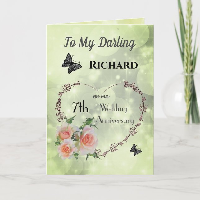Personalised Husband 7th Anniversary Greeting Card (Front)