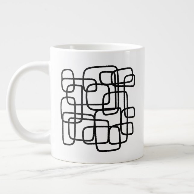 Personalised Initial Minimalist Abstract Line Art  Large Coffee Mug (Left)