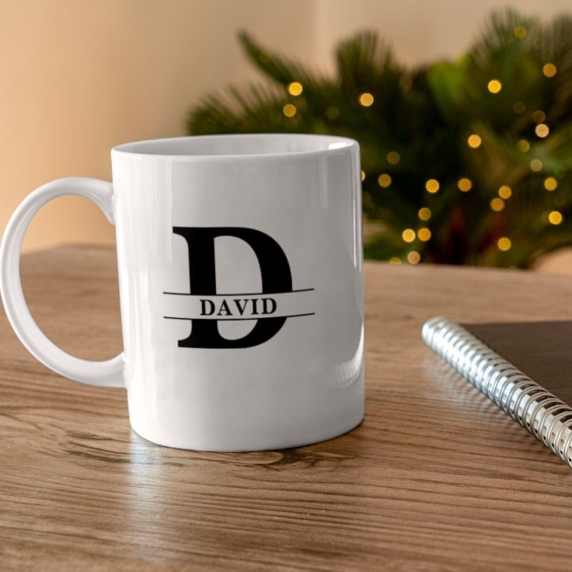 Personalised Initial & Name Grey Satin Mug Laser  (Creator Uploaded)
