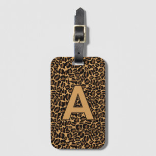 Personalised initials Leopard animal print Luggage Tag