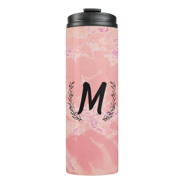 Personalised Insulated Pink Marble Drink Bottle (Front)