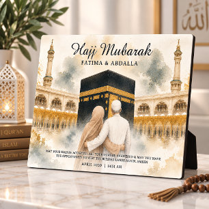 Personalised Islamic Couples Gift, Hajj Mubarak Plaque