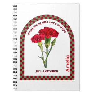 Personalised January Birth Month Flower Notebook