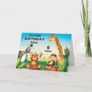 Personalised Jungle Safari Children's Birthday Card