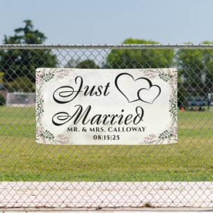 personalised Just Married Car Banner